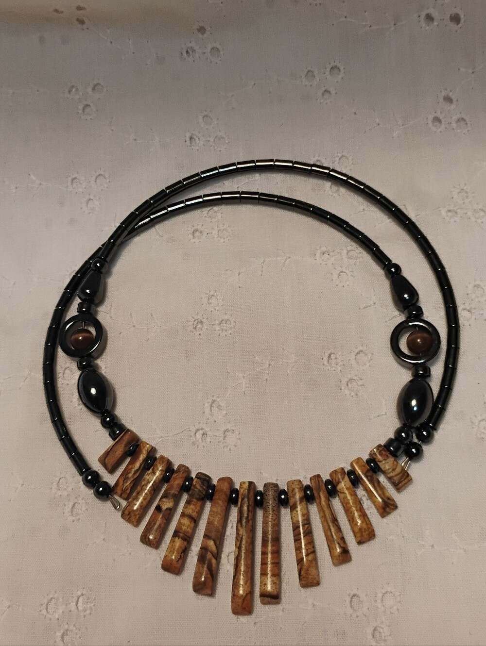 Native American Navajo Zuni Hemitite & Tigers Eye Handmade Chocker Necklace
